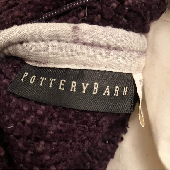 Pottery Barn Chenille Down Throw Pillow 18x18 Dark Purple Cotton Rayon Blend - Picture 5 of 6